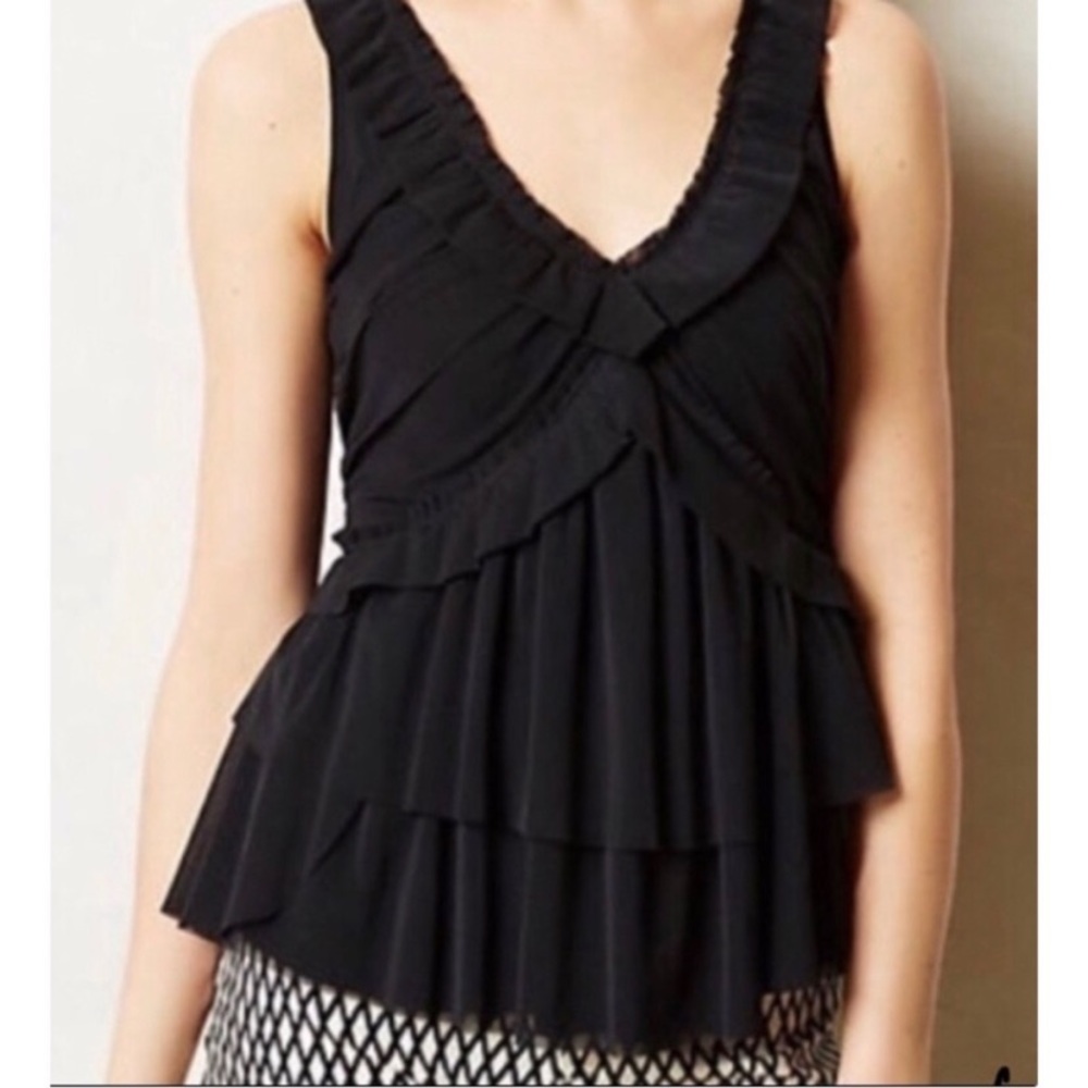 Anthropologie Deletta Black Mesh Tank S